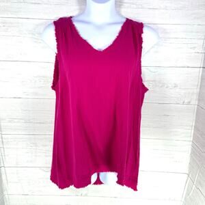 NWT Umgee Plus XL women hot pink Sleeveless blouse gauzy cotton oversized boho